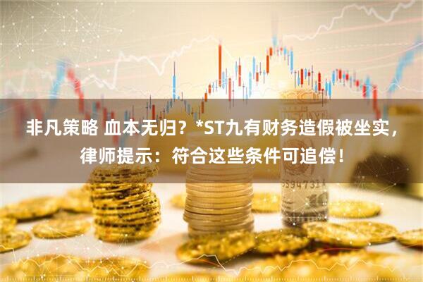 非凡策略 血本无归？*ST九有财务造假被坐实，律师提示：符合这些条件可追偿！